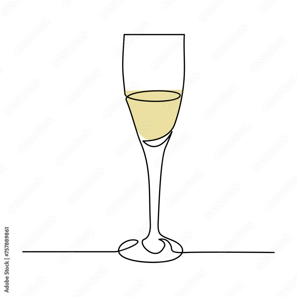 Poster wine glass isolated on white background. continuous one line drawing vector illustration minimalism 