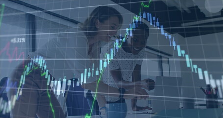 Image of graphs and data processing over head model on black background