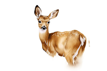 contact effect painting sepia deer watercolor effect grass landscape Eye high young wild