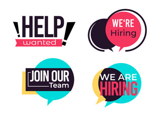 Join our team, we are hiring employment logos