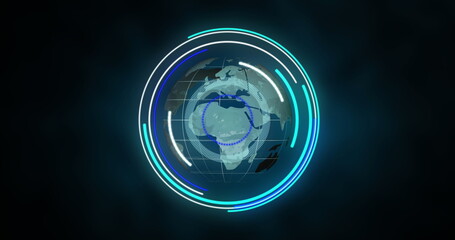 Image of scope scanning and data processing over globe