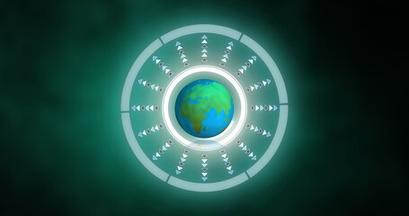 Image of scope scanning and data processing over globe
