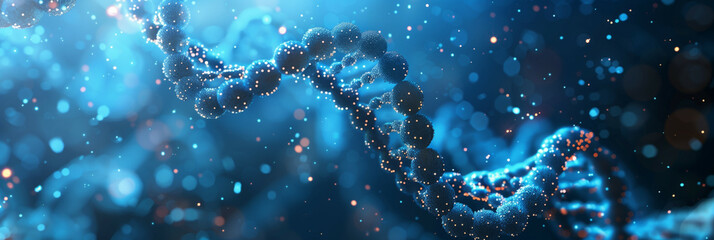 DNA structure on futuristic blue hi-tech health care background 