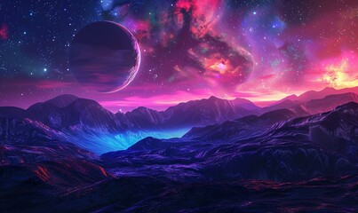 Purple Planetary Paradise A Celestial Celebration of the Monthly Moon Generative AI