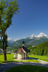 Fototapeta premium Kapelle am Lockstein, Berchtesgaden, Watzmann, Berchtesgadener Land, Bayern, Deutschland