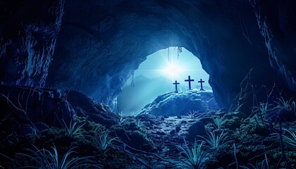 Crosses in the Cave A Glimpse of Easter Generative AI