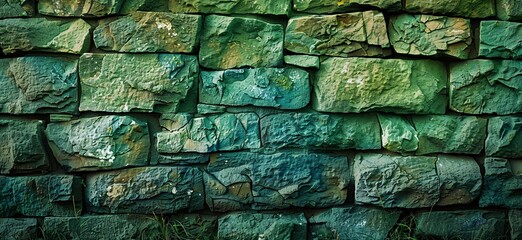 Green Stone Wall A Sustainable Building Material for Eco-Friendly Construction Generative AI - obrazy, fototapety, plakaty