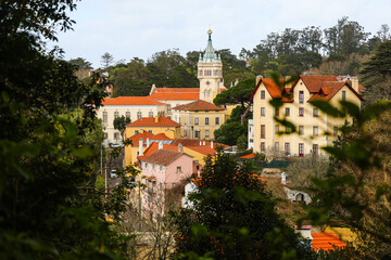 Sintra City Hall. View from above with the city hall building of this amazing historical city from...
