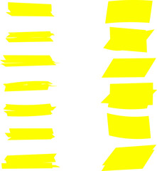 Highlighter line yellow marker strokes lines vector. Yellow watercolor hand drawn highlight set. Marker pen highlight strokes.