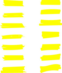 Obraz premium Highlighter line yellow marker strokes lines vector. Yellow watercolor hand drawn highlight set. Marker pen highlight strokes.