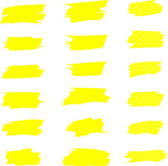 Highlighter line yellow marker strokes lines vector. Yellow watercolor hand drawn highlight set. Marker pen highlight strokes.