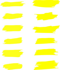 Highlighter line yellow marker strokes lines vector. Yellow watercolor hand drawn highlight set. Marker pen highlight strokes.