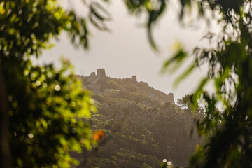 Beautiful photo with Moorish Castle (Castelo dos Mouros in Portuguese language) landmark on top of...