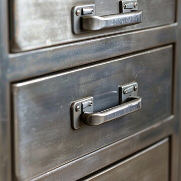 Metal Drawer with Silver Handles and Locks Generative AI