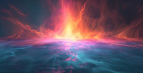 Purple and Blue Ocean Waves with a Pink and Orange Sunset Generative AI