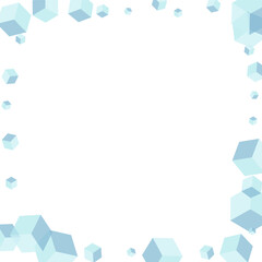 Monochrome Cubic Background White Vector. Square Paper Design. White Cube 3d Illustration. Package Template. Blue Concept Box.