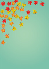 Colorful Leaf Background Green Vector. Leaves Season Design. Autumnal Beautiful Foliage. Isolated Floral Illustration.