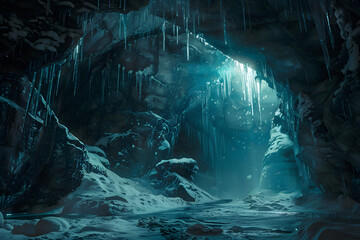 Eisige Entdeckung: Illustration einer geheimnisvollen Eishöhle