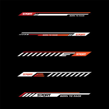 Sport racing stripes car stickers. vinyl decal templates isolated set