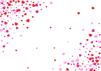 Fototapeta na wymiar Violet Heart Background White Vector. Card Pattern Confetti. Pink Cut Illustration. Red Confetti Romance Frame. Tender Wedding Texture.