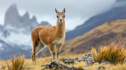 Zelfklevend Fotobehang llama in the mountains © Christian