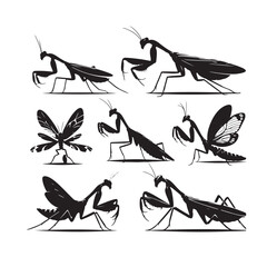 Mantis Vector Silhouette: A Shadowy Dance of Nature's Grace Captured in Vector Silhouette..