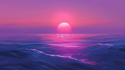 Fototapeta na wymiar Pink Sunset Over the Ocean A Pinkish-Purple Sky with a Sunset in the Background Generative AI