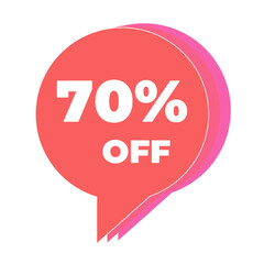 70% off icon.
Vector discount icon.
3D sales icon