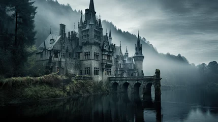 Rideaux velours Vieil immeuble Spooky old gothic castle