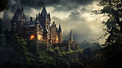 Fototapeta na wymiar Spooky old gothic castle
