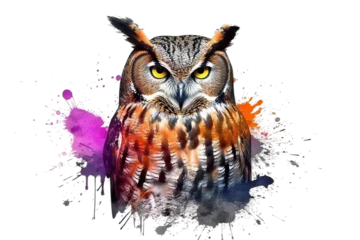 Rolgordijnen background owl abstract white paint © akk png