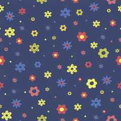 Colorful and bright flowers summer seamless pattern. Floral spring vector illustration