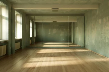 Photo sur Aluminium École de danse Tanzschulraum mit Spiegeln: Professionelles Tanztraining in einem hellen Studio