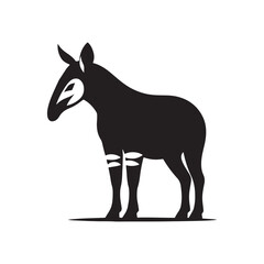Okapi vector silhouette: A Striking Silhouette Celebrating Nature's Unique Beauty in Vector Form.