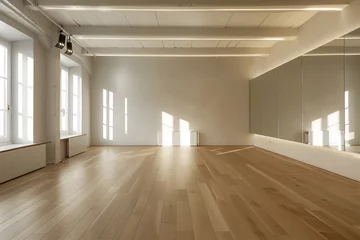 Photo sur Plexiglas Anti-reflet École de danse Tanzschulraum mit Spiegeln: Professionelles Tanztraining in einem hellen Studio
