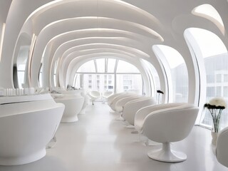 The future hair salon has a clean white base HD Wallpapers
