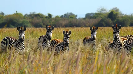 Crédence de cuisine en verre imprimé Zèbre zebras in the savannah