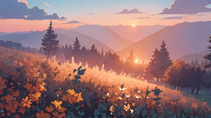 Gartenposter sunset in the mountains © Varraes