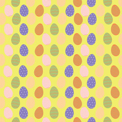 Vector colored easter eggs seamless pattern. Easter holidays on beige background.