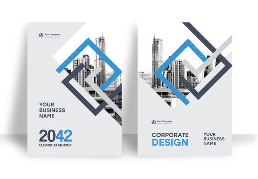 Blue and White Geometric Book Cover Layout