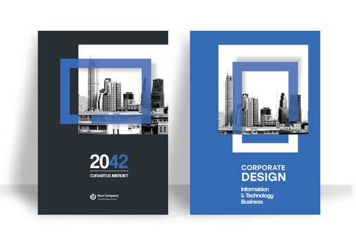 Blue and Black Geometric Book Cover Layout