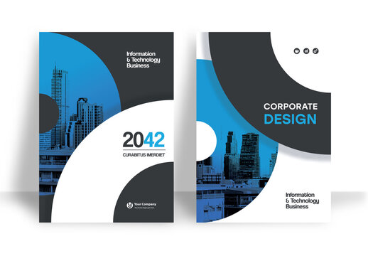 Blue and Black Geometric Book Cover Layout