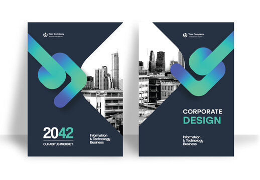 Blue and Black Geometric Book Cover Layout