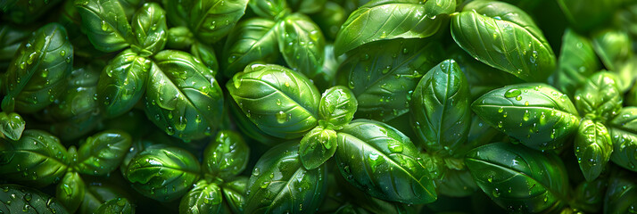 Close-Up of Basil Leaves ,
 Close shot of fresh batch of basil - obrazy, fototapety, plakaty