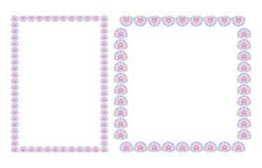 Rectangular border frame template with flourish decoration. Onion flower pink purple flowers