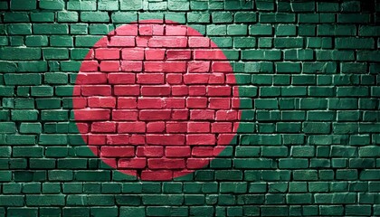 Bangladesh flag bricks wall effect, national emblem, symbol