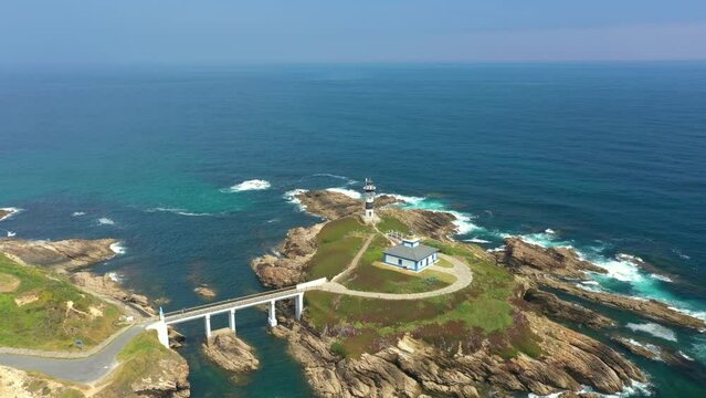 Nice View over Lighthouse at Faro de Ribadeo, Lugo, Spain