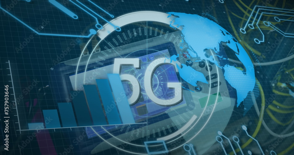 Poster image of 5g and processing circles over servers