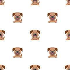 Vector cartoon character brown dog seamless pattern background for design.
