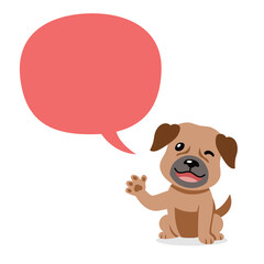 Vector cartoon character brown dog with speech bubble for design.